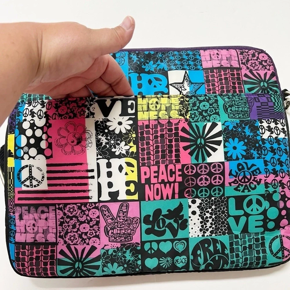 Lucky Brand Womens Y2K 2000s Vintage Colorful Graphic Design Print Laptop Bag